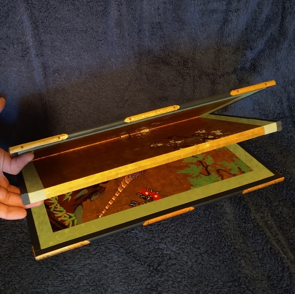 Vintage Japanese Folding Screen - Elegant Cherry Blossom and Birds Sceen - Picture 14 of 16